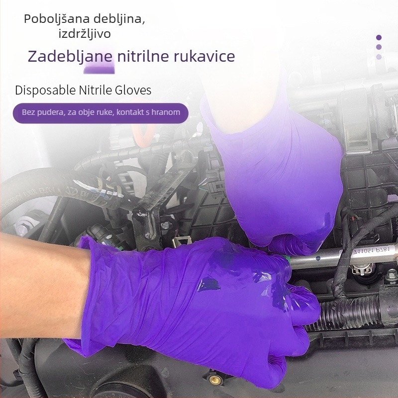 Ljubičaste nitrilne jednokratne rukavice za kuhinju, otporne na masnoće, za kontakt s hranom