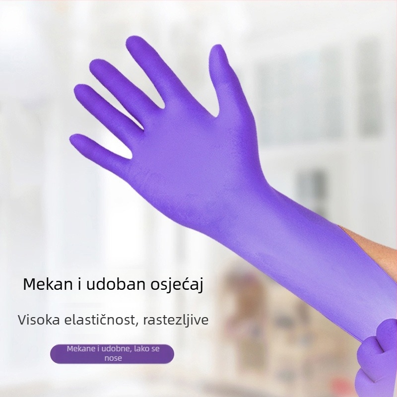 Ljubičaste nitrilne jednokratne rukavice za kuhinju, otporne na masnoće, za kontakt s hranom