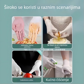 Jednokratne rukavice od lateksa, debele i izdržljive, za catering, rukovanje hranom, kućanske poslove i pranje suđa