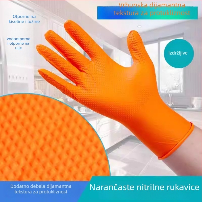 Nitrilne rukavice s dijamantnim uzorkom i ribljim ljuskastim uzorkom, visoka elastičnost, vodootporne kućanske rukavice, otporne na kiseline i lužine, otporne na habanje