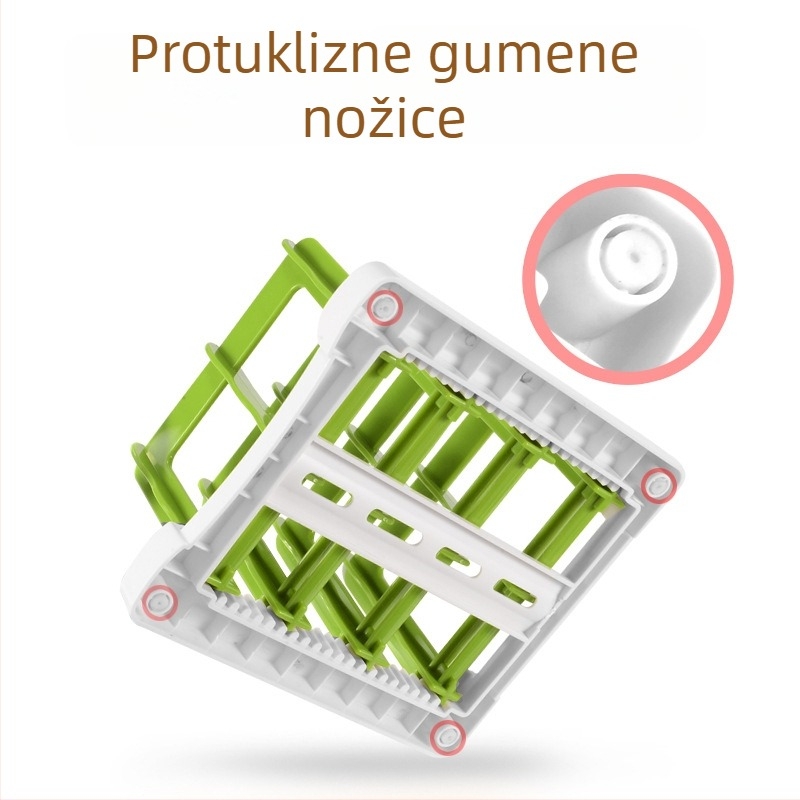 Modularni kuhinjski stalak s uklonjivim i prilagodljivim komponentama: držač noževa, držač dasaka za rezanje, držač poklopaca i odvodna polica; mogućnost ispisa logotipa
