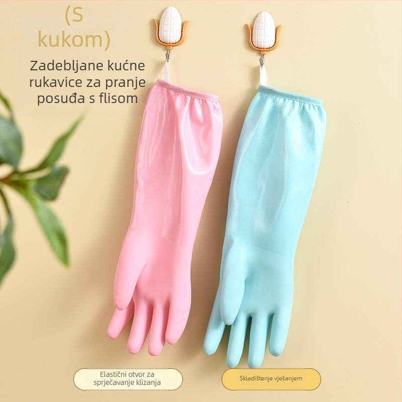 Ženske rukavice za pranje posuđa, debele latex rukavice s plišastom podstavom, vodootporne i izdržljive za pranje rublja