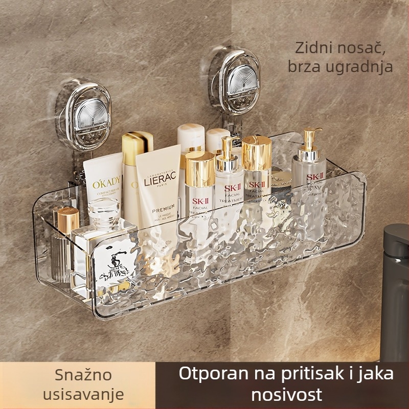 Zidni organizator za kozmetiku sa usisnom čašom – novi stil, bez bušenja, za kupaonicu