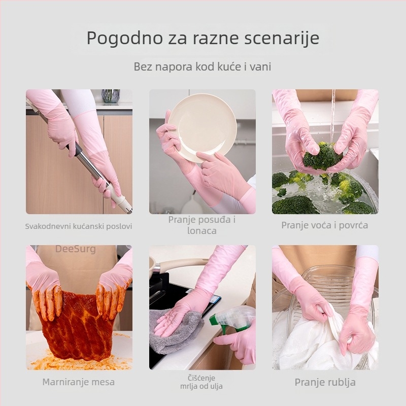Bingxiu nitril rukavice za kućanstvo s produženom dužinom, vodootporne i izdržljive za kuhinjsko čišćenje i pranje posuđa, 13,5 inča