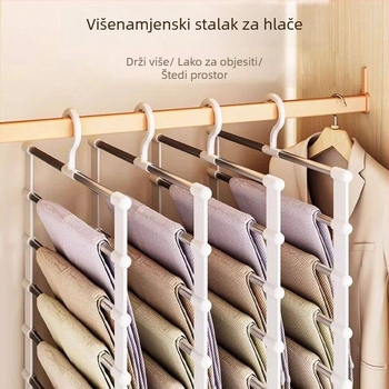 Držač za hlače od nehrđajućeg čelika sa klipsama, višeslojno spremanje, sklopivi vješalica u stilu ljestve