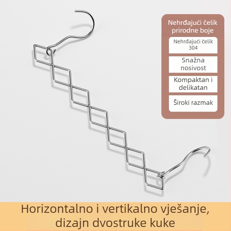 Vješalica od nehrđajućeg čelika, višefunkcionalna i sklopiva, vješalica za garderobu s 7 rupa, za studentski dom i dom