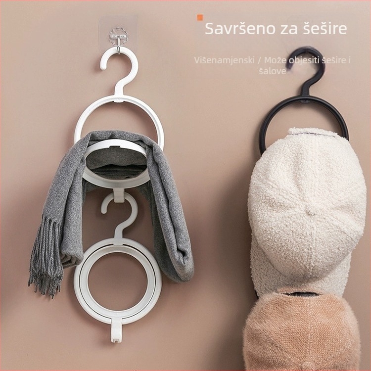 Višenamjenski okrugli držač za šešire i šalove, montaža bez bušenja