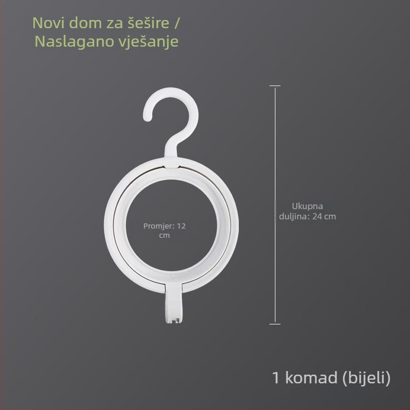 Višenamjenski okrugli držač za šešire i šalove, montaža bez bušenja
