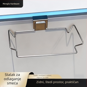 Stalak za smeće od nehrđajućeg čelika, zidni nosač na vrata kuhinjskog ormarića, kompaktni organizator za vrećice za smeće