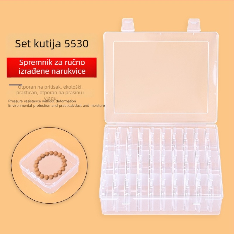 5530 Prozirna plastična kutija za pohranu s poklopcem, velika kapaciteta, organizator za nakit i perle
