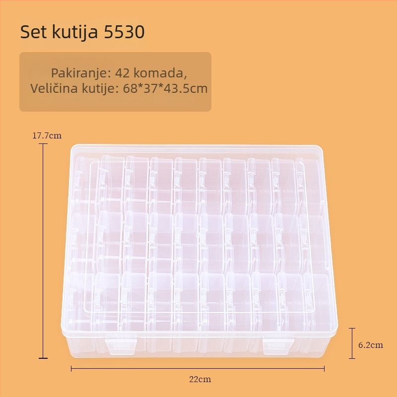 5530 Prozirna plastična kutija za pohranu s poklopcem, velika kapaciteta, organizator za nakit i perle