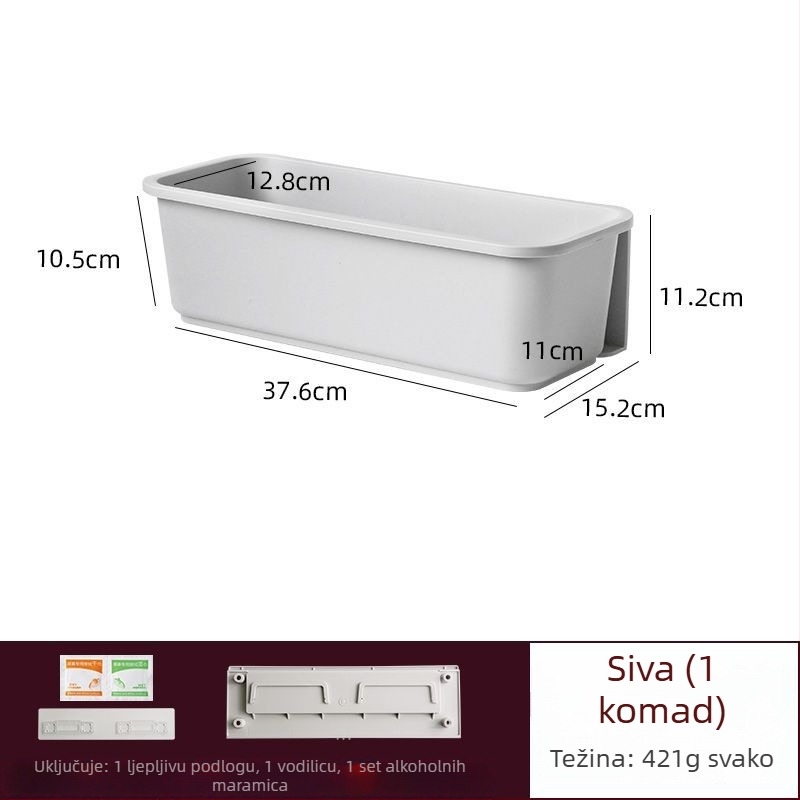 Zidni držač začina s prorezom – bez bušenja, kuhinjsko skladište ispod sudopera, 1 razina