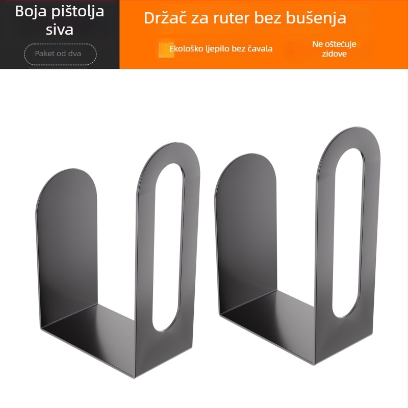 Kutija za pohranu routera, zidni regaľ, jednoslojni, karbonsko čelični, željezni umjetnički dizajn, bez bušenja