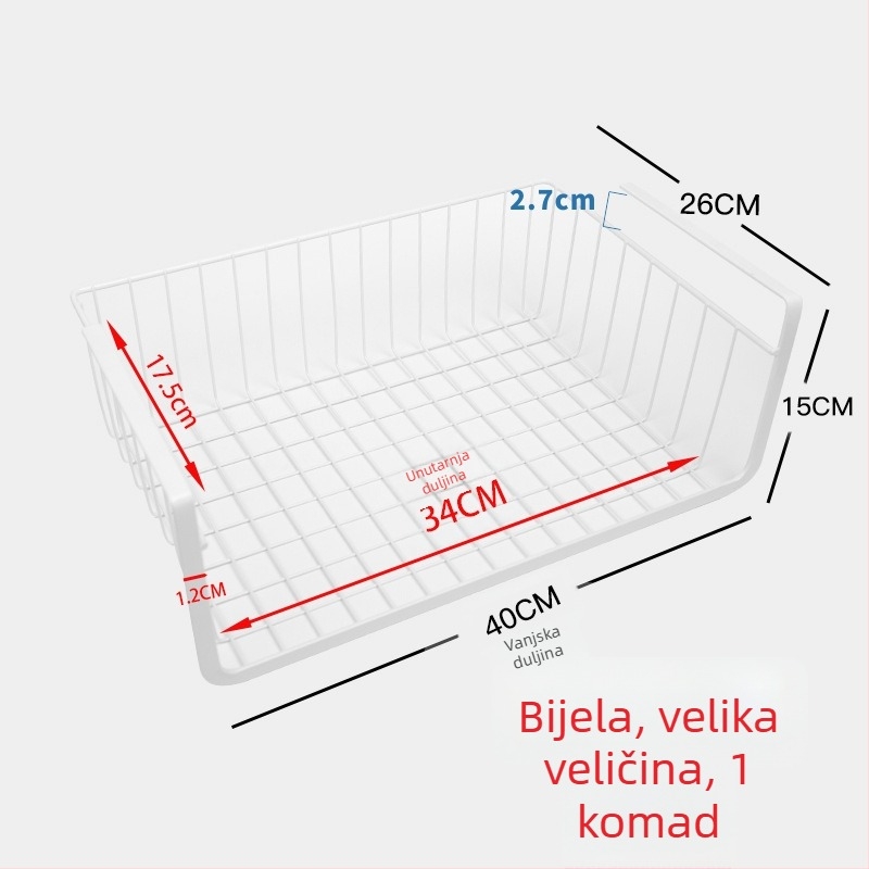 Ojačana viseća košara ispod kuhinjskog ormarića s odjeljkom za skladištenje, jedna razina, pogodna za studentski dom i kuhinju