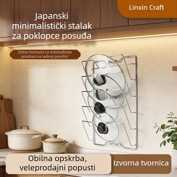 Ins-stil kuhinjski regał za pohranu, zidni držač poklopca, petoslojni višefunkcionalni organizator poklopaca i daska za rezanje