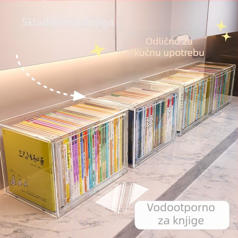 Prozirna kutija za knjige s velikim kapacitetom – za učenike, učionicu i kućnu organizaciju.