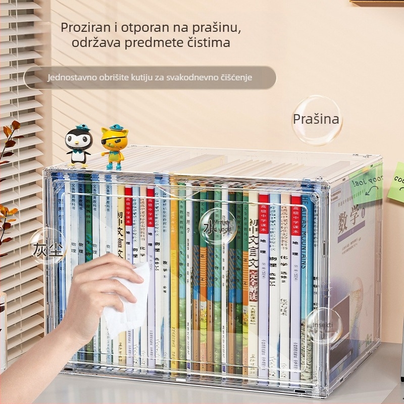 Prozirna kutija za knjige s velikim kapacitetom – za učenike, učionicu i kućnu organizaciju.