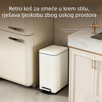 Koš za otpad 20/30 litara, velik kapacitet za kuhinju, dnevnu sobu, WC, kupaonicu i spavaću sobu — s pedalom, tiho zatvaranje, pravokutnog oblika, uski otvor
