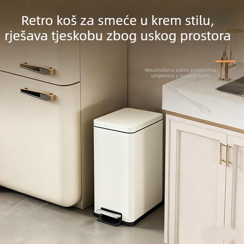 Koš za otpad 20/30 litara, velik kapacitet za kuhinju, dnevnu sobu, WC, kupaonicu i spavaću sobu — s pedalom, tiho zatvaranje, pravokutnog oblika, uski otvor