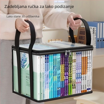 Prozirna kutija za knjige za učenike, plastična kutija za pohranu s zaštitom od prašine, velika kapaciteta, 38×24×32 cm