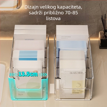 Prozirna akril kutija za pohranu maski za lice s odjeljcima – stolni organizator kozmetike za njegu kože, velik kapacitet