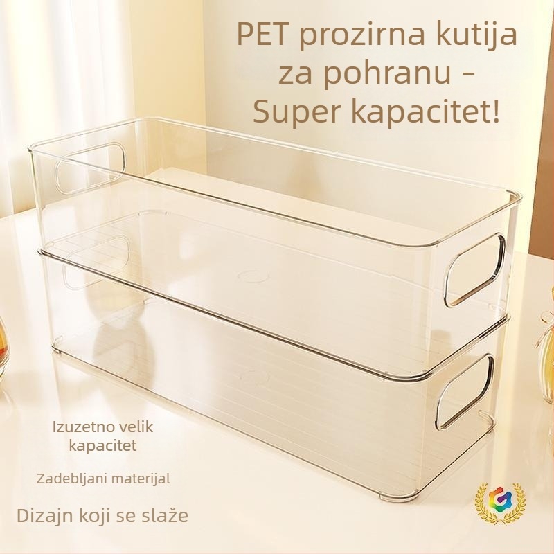 Stackabilna prozirna stolna kutija za skladištenje, velika zapremina za kozmetiku, višenamjenska PET plastična kutija