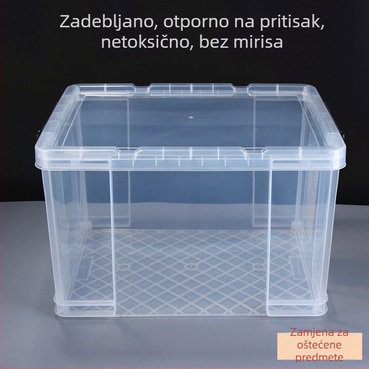 Prozirna plastična kutija za pohranu, ojačani dizajn, velika zapremina, pravokutnog oblika s ravnim rubovima
