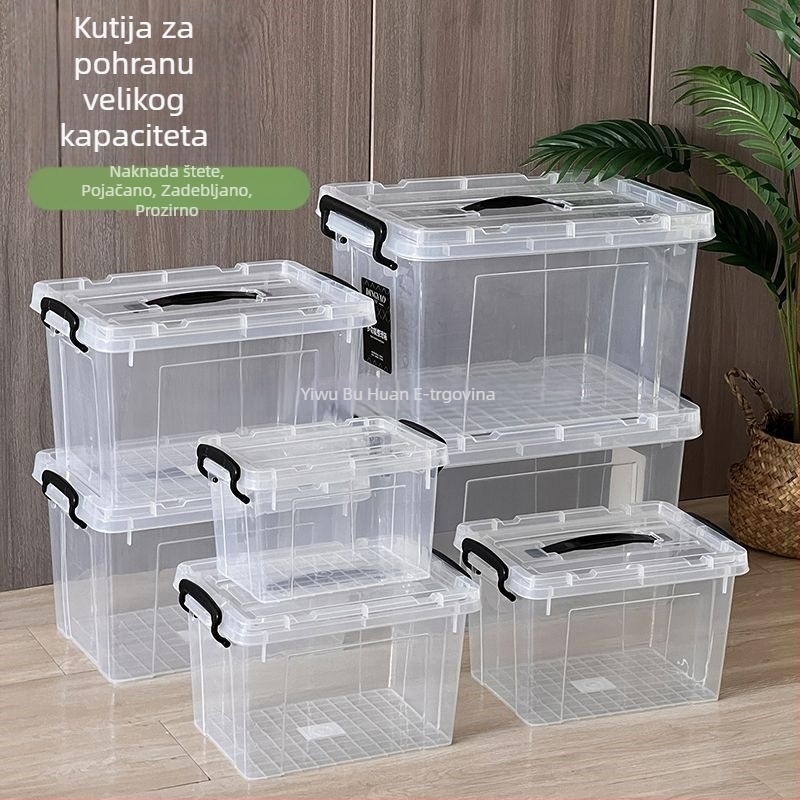 Prozirna plastična kutija za pohranu s velikim kapacitetom, višenamjenska kućna kutija za pohranu – za igračke, odjeću i knjige