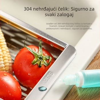Proširivi odvodač posuđa od nehrđajućeg čelika 304 za kuhinjski sudoper