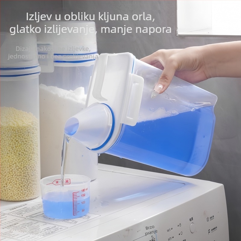 Kutija za pohranu praška za pranje, velika kapaciteta, plastični spremnik s poklopcem za prašak i tekući deterdžent