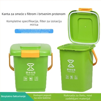 Kućni koš za smeće s poklopcem i filtrom, razvrstavanje kuhinjskog otpada na mokro i suho, prenosni spremnik 10–20 L