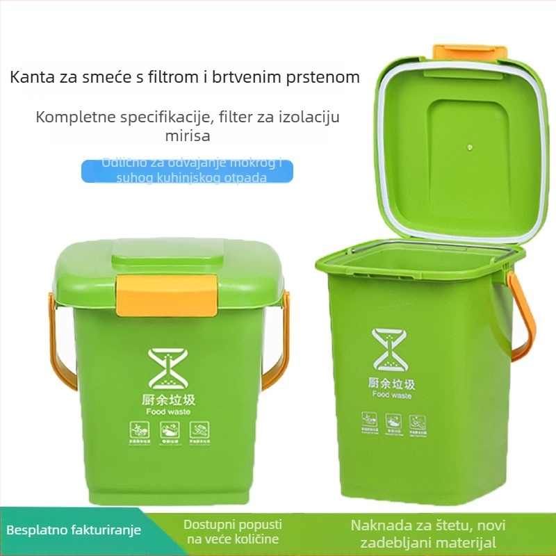 Kućni koš za smeće s poklopcem i filtrom, razvrstavanje kuhinjskog otpada na mokro i suho, prenosni spremnik 10–20 L