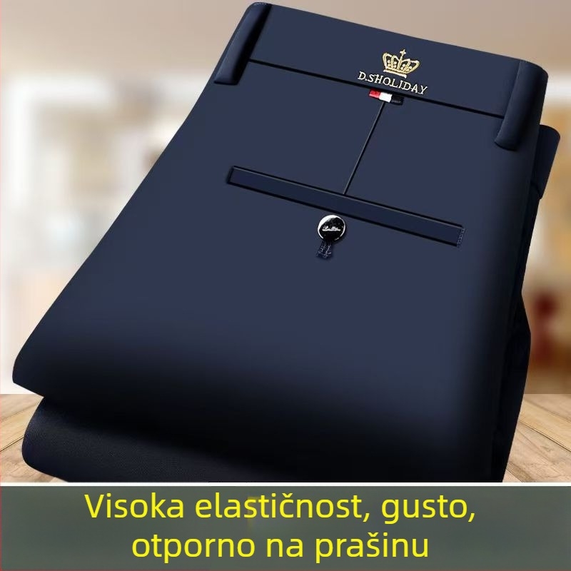 Muške hlače za proljeće i jesen, visoka elastičnost, bez glađenja, ravni kroj, opuštenog stila, poslovno-udobne hlače