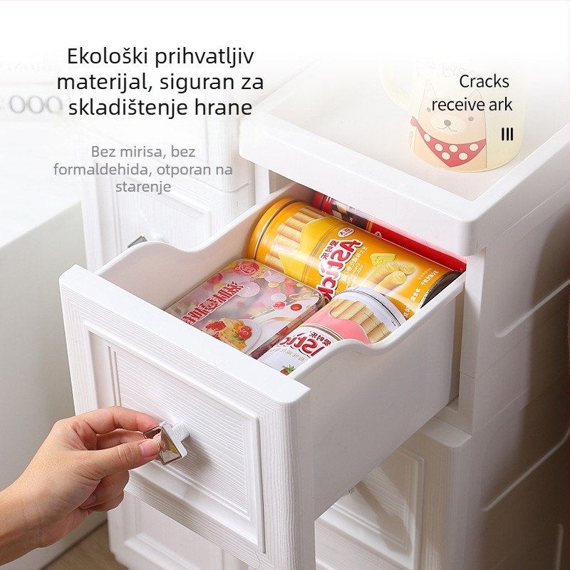 Plastični uski ormar za pohranu sa ladicama, 4 razine, za kupaonicu i kuhinju