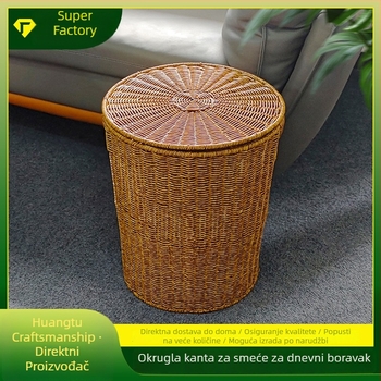 Ratan koš s poklopcem, nordijskog stila, 12 L, za ured i dnevni boravak