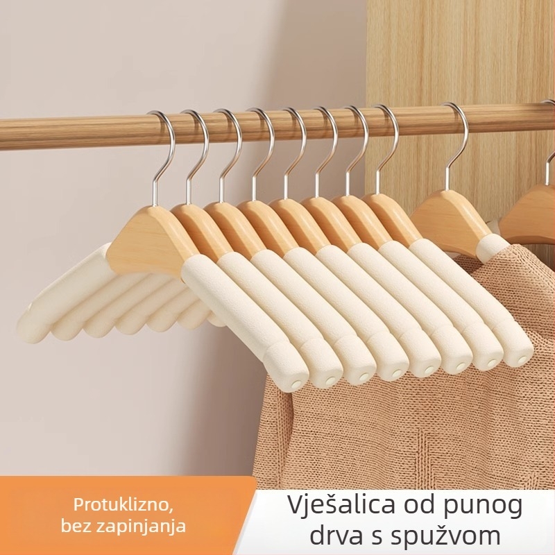 Drvena vješalica za odjeću s protukliznim premazom od pjene, moderan stil, za košulje, hlače i kravate