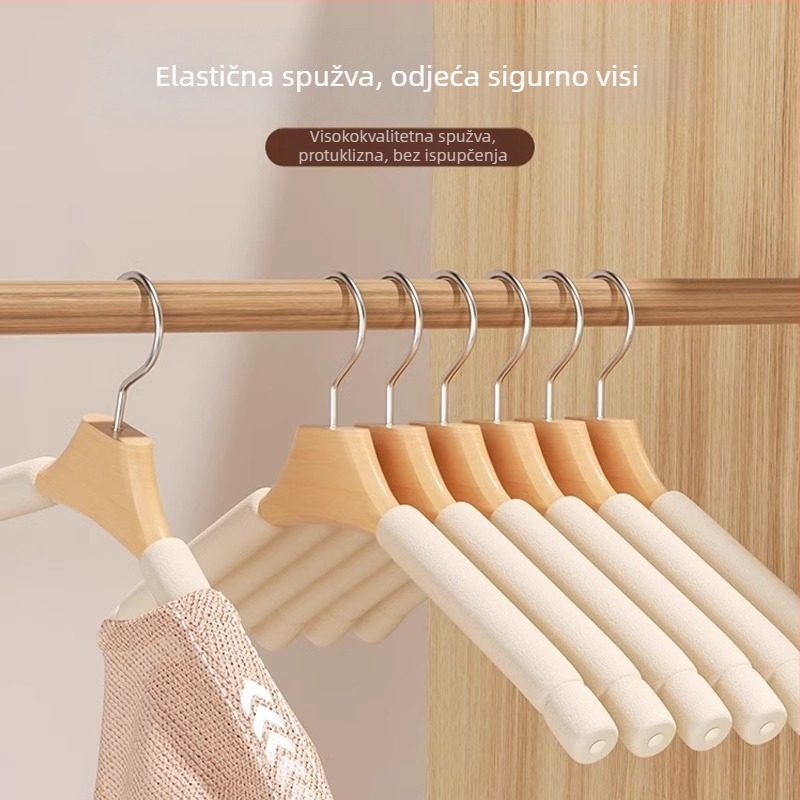 Drvena vješalica za odjeću s protukliznim premazom od pjene, moderan stil, za košulje, hlače i kravate