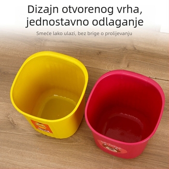 Kućni kvadratni plastični koš za smeće, bez poklopca, 5 L, ojačan dizajn