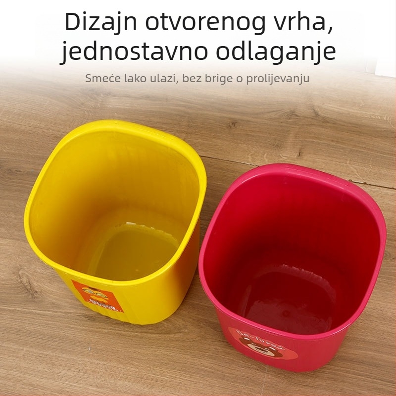 Kućni kvadratni plastični koš za smeće, bez poklopca, 5 L, ojačan dizajn