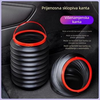 Sklopivi koš za smeće za automobil s visećom unutarnjom pohranom, teleskopskog dizajna, kapacitetom 4 L