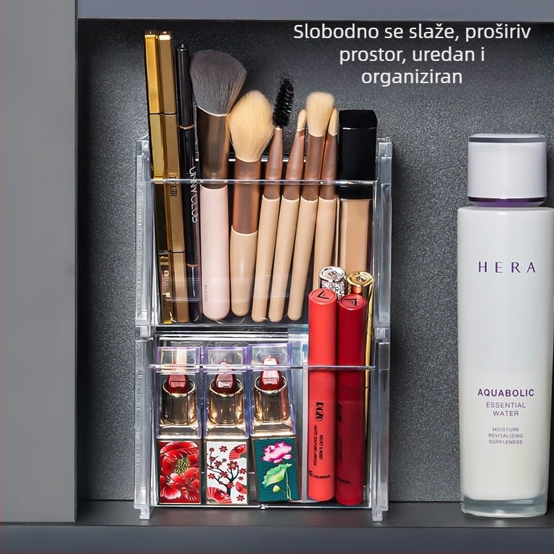 Kutija za kozmetiku i stolni organizator šminke, skladištenje proizvoda za njegu kože, ruž i nakit, nagibni organizator za pohranu
