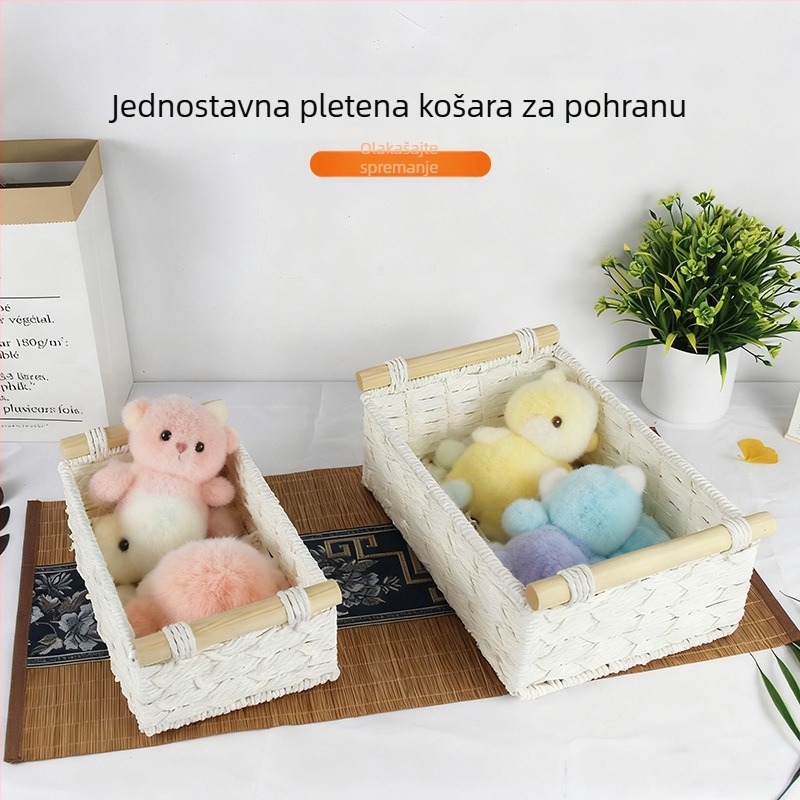 Košarica za pohranu u europskom stilu, pleteni koš od pamukovog užeta, stolni organizator za grickalice, ključeve, kozmetiku i sitnice