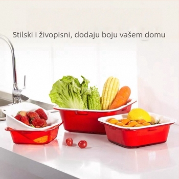 PET dvostruki plastični sudoper za pranje povrća s odvodom – kuhinjski organizator za povrće, voće, zdjelice i pribor, filtar za vodu i okvir za pohranu