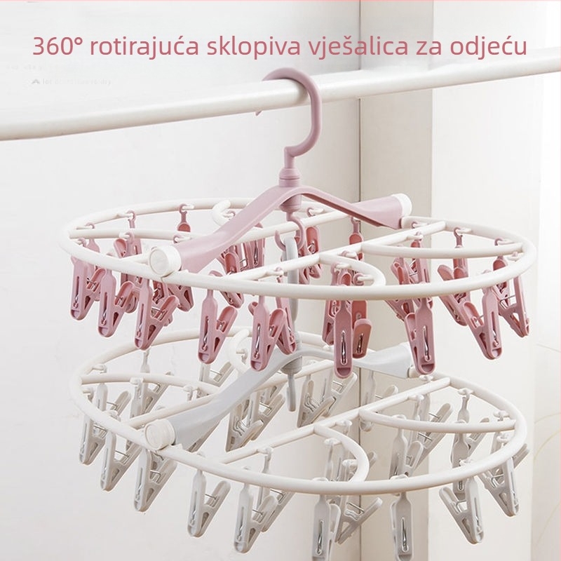 Kompaktno sklopiva sušilica za rublje s višestrukim klipsama, držač za čarape i vješalica za donje rublje