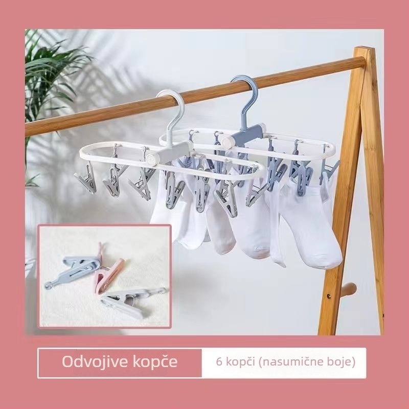 Kompaktno sklopiva sušilica za rublje s višestrukim klipsama, držač za čarape i vješalica za donje rublje