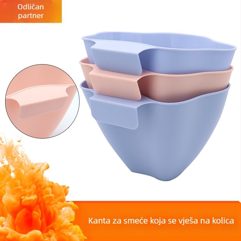 Viseći otpadni koš za kozmetički kolica, cilindrična plastična kanta