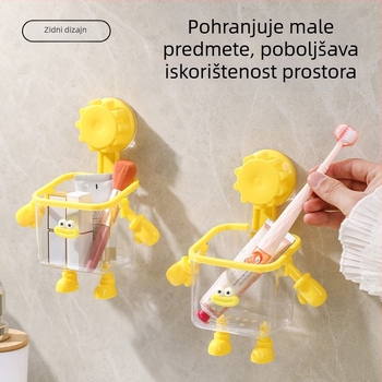 Zidni koš za otpatke u kupaonici sa usisnom čašom i pretincom za ručnike, sladak mini koš za umivaonik