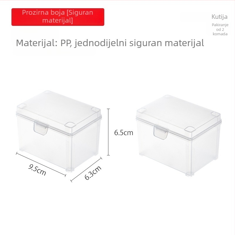 Japanski stil kutija za pohranu kozmetičkih vati s prozirnim ladicama i poklopcem, paket od 2 komada, dimenzije 9,5 × 6,5 × 6,3 cm.