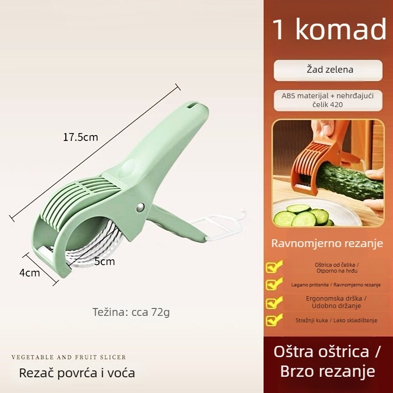 Višenamjenski plastični rezač za povrće i voće, za rezanje krastavaca, voća i luka