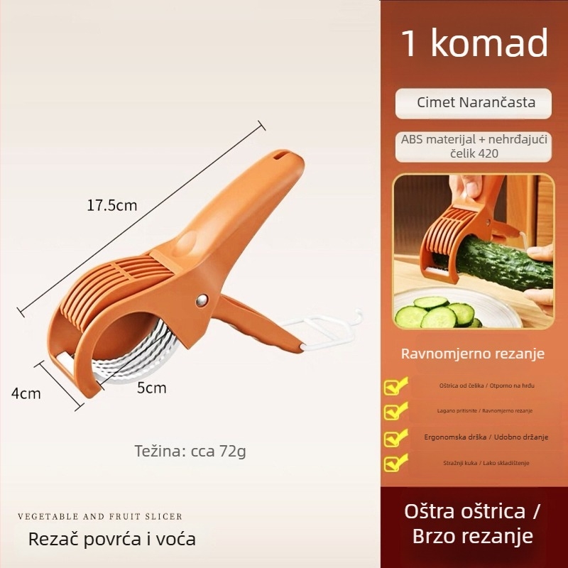 Višenamjenski plastični rezač za povrće i voće, za rezanje krastavaca, voća i luka